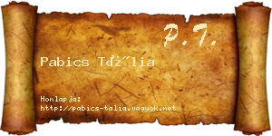 Pabics Tália névjegykártya